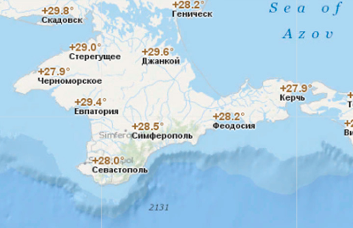 Температура воздуха в июле в Крыму