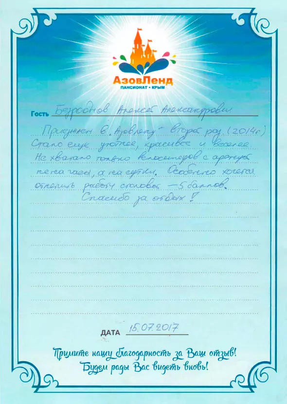 Семейный отель Азовленд отзывы