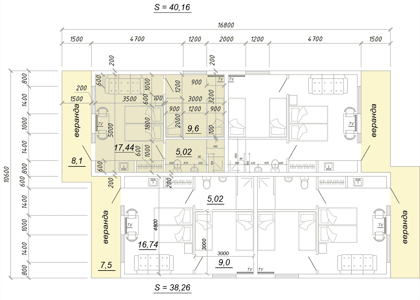 Планировка и площадь апартаментов