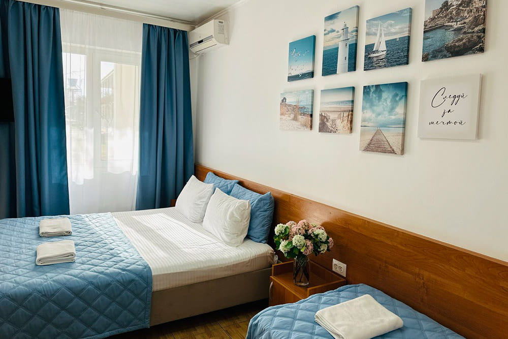 спальные места в номере Семейные с верандой (с двухъярусной кроватью)