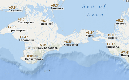 Температура воздуха в декабре в Крыму