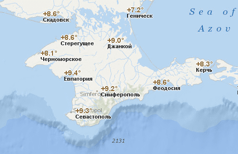 Температура воздуха в марте в Крыму