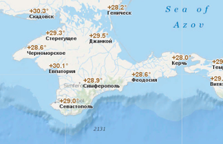 Температура воздуха в августе в Крыму