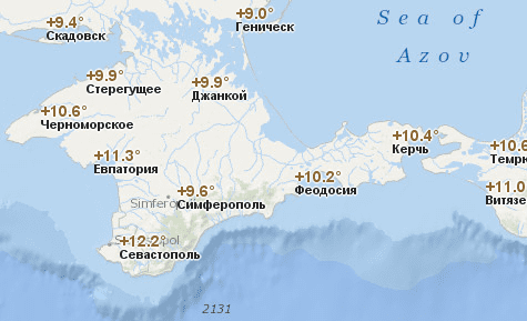Температура воздуха в ноябре в Крыму
